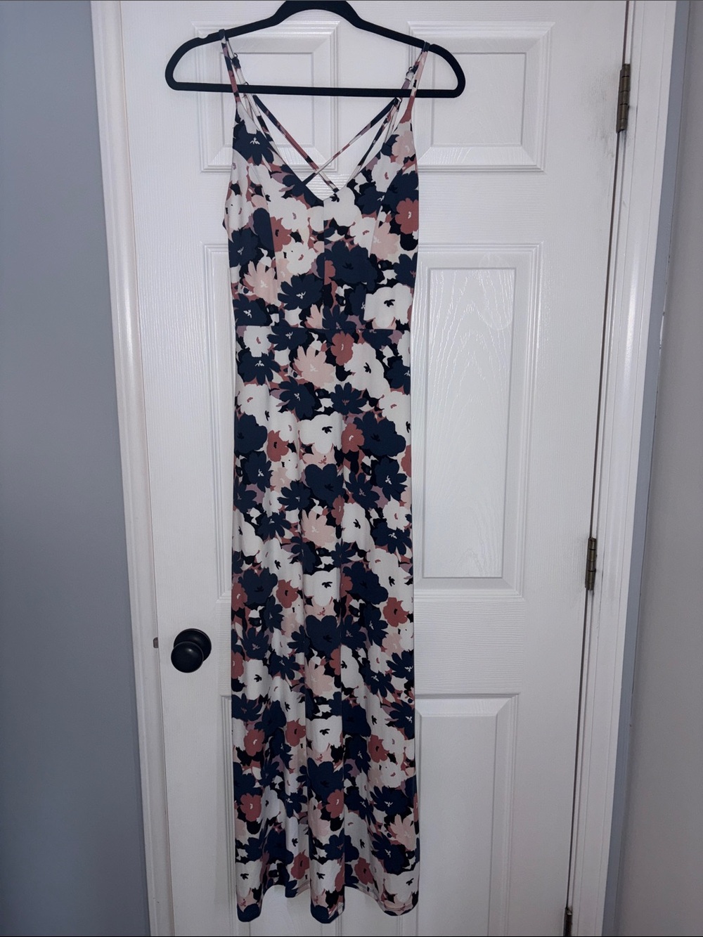 Market & Spruce Navy, Blush & Cream Floral Strappy Maxi Dress